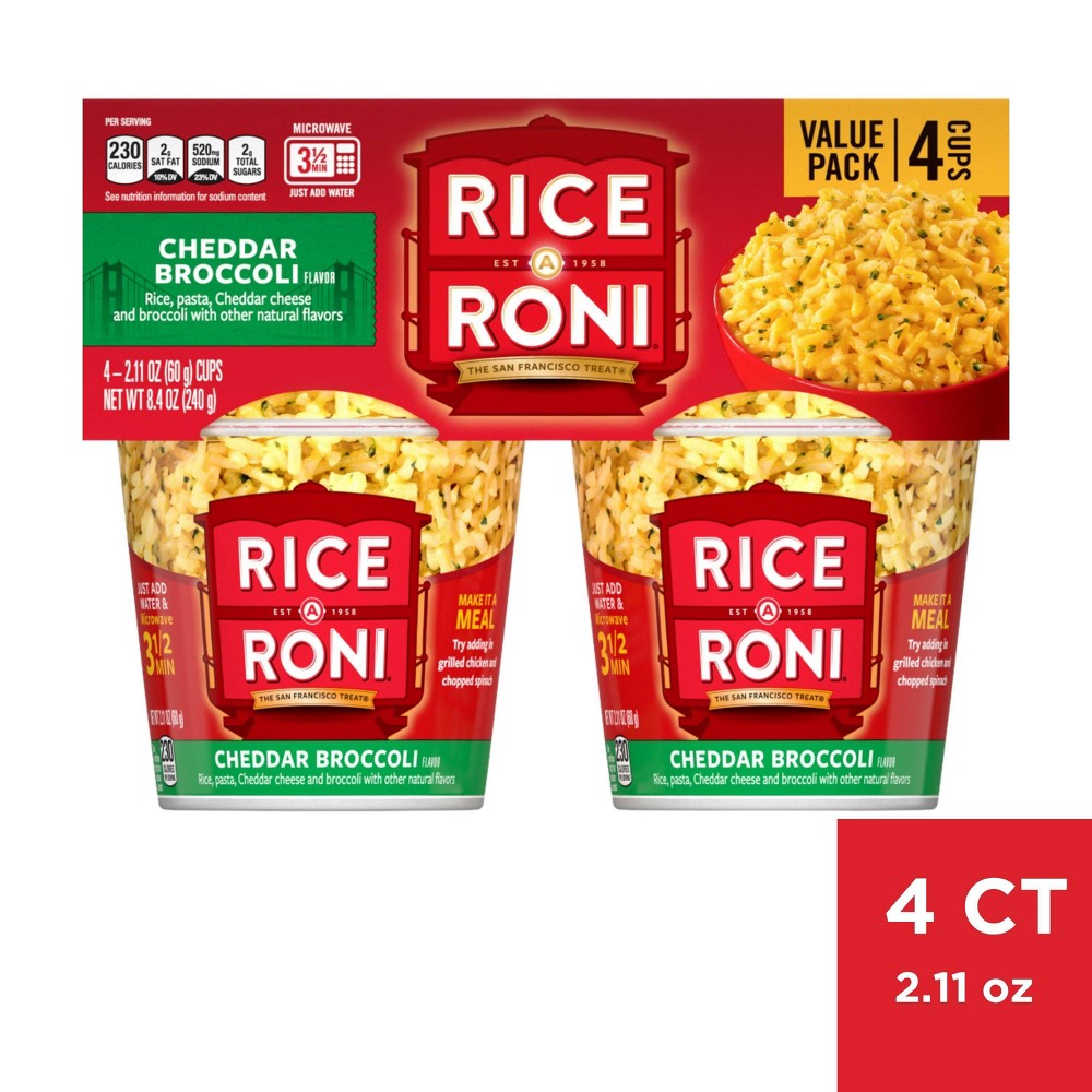 Rice-A-Roni Cheddar Broccoli Cups - 4pk / 8.44oz