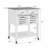 Syemin Kitchen Carts and Islands Mobile Rolling Kitchen Trolley Serving Cart Mobile Kitchen Cart Serving Utility Carts, White, 30"*22.01"*36.26" - 3 of 4