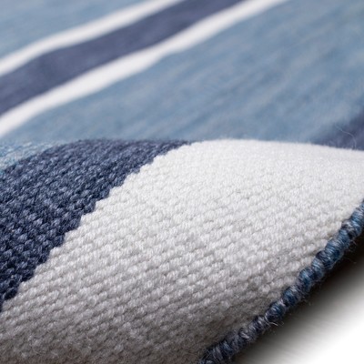 Coastal Stripe Navy Synthetic 2' x 8' Reversible Outdoor Runner Rug