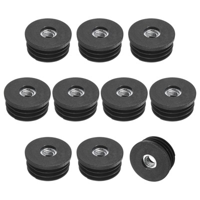 Unique Bargains Metal Furniture Legs Plastic Insert for Round Tubes with M8 Thread Black