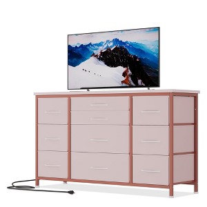 10 Drawer Dresser for Closet, 55" Tv Stand, 47" Wide Fabric Dresser with Power Outlets, Sturdy - 1 of 4