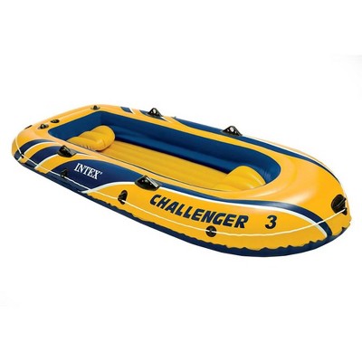 Intex Challenger 3 Inflatable Raft Boat Set & 2 Eight Speed Trolling Motors