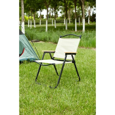 ROOMTEC Folding Outdoor Chair w/Armrests & Anti-Slip Feet,Collapsible Outdoor Furniture for Leisure,280lbs Load Bearing