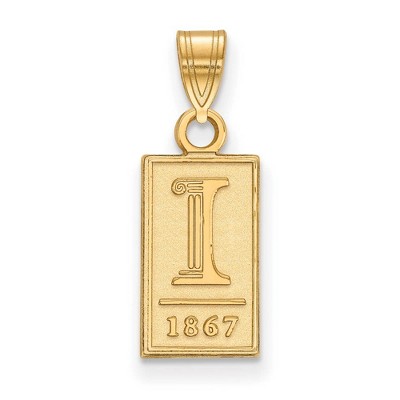 Black Bow Jewelry 10k Yellow Gold Illinois Fighting Illini NCAA Small Pendant