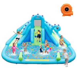 Costway Inflatable Water Slide, Blowup Water Park with Dual Slides & 584W Blower - 1 of 4