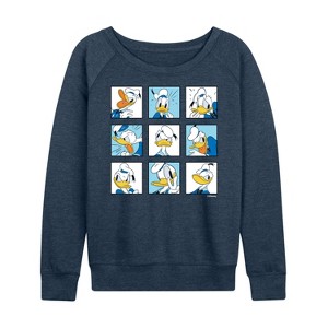Women's - Disney - Donald Grid Lightweight French Terry Wide Neck Long Sleeve Shirt - 1 of 4