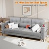 GustoWave 83" 3-seater Sofa with Convenient Side Pockets, Cozy Teddy Velvet Sofa with Cup Holder and Storage Armrest for Living Room - 2 of 4
