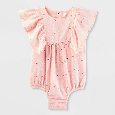 Baby Girls' Eyelet Bubble Romper - Cat & Jack™ Light Pink