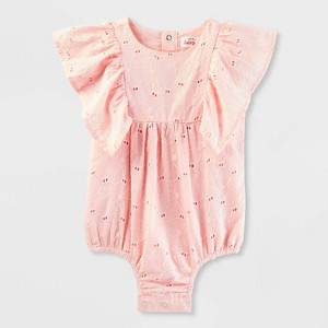 Baby Girls' Eyelet Bubble Romper - Cat & Jack™ Light Pink - 1 of 3