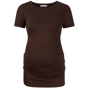 Casual Short Sleeve Fold Button Maternity Top - 1 of 1