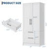 Wooden Armoire Wardrobe Closet with 2 Drawers, 70 "Tall Clothing Storage Cabinet with 2 Doors, Modern Bedroom Clothing Armoires with Hanging Rods - 2 of 4