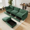 L-Shaped Sectional Sofa with Footstool, 3-Seater Sofa with Pull-Out Storage Drawers, Upholstered Chenille Sofa with Cushion-Coolbibila - 3 of 4