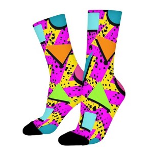Vintage 80s Memphi Women Printed Crew Socks Funny Funky Socks Soft Polyester Novelty Gifts for Artists Men - 1 of 1
