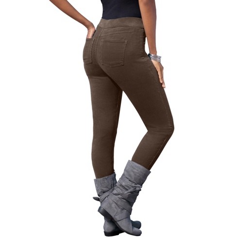 Roaman's Women's Plus Size Corduroy Legging - 30 W, Brown : Target