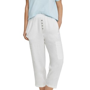 ellos Ribbed Elastic Waist Linen-Blend Capris - 1 of 4