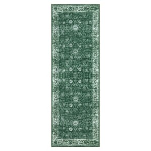 Coolmee Washable Area Rug Living Room Floral Non Slip Large Rug Vintage Traditional Stain Resistant Distressed Carpet Bedroom Dining RoomGreen - 1 of 4