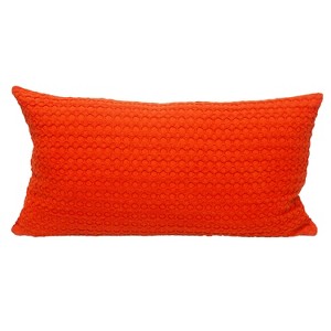 HomeRoots 14" X 26" Orange Cotton Lumbar Throw Pillow with Texture - 1 of 4