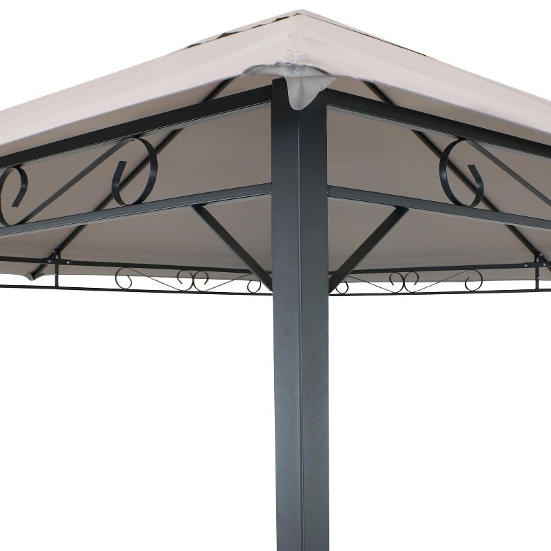 Sunnydaze Steel Open Gazebo with Weather-Resistant Polyester Fabric Top and Black Metal Frame for Backyard, Garden, Deck or Patio - 10' x 10' - Gray, 5 of 10