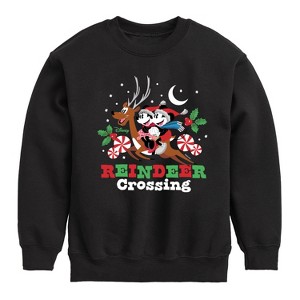 Boys' - Disney - Mickey and Minnie Reindeer Crossing Christmas Graphic Long Sleeve Fleece Sweatshirt - 1 of 4