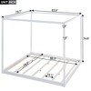 King Size Bed Frame, Modern Wooden Canopy Bed Frame with Low Base Support Legs, King Size Canopy Bed for Kids Teens, No Box Spring Needed White - 4 of 4