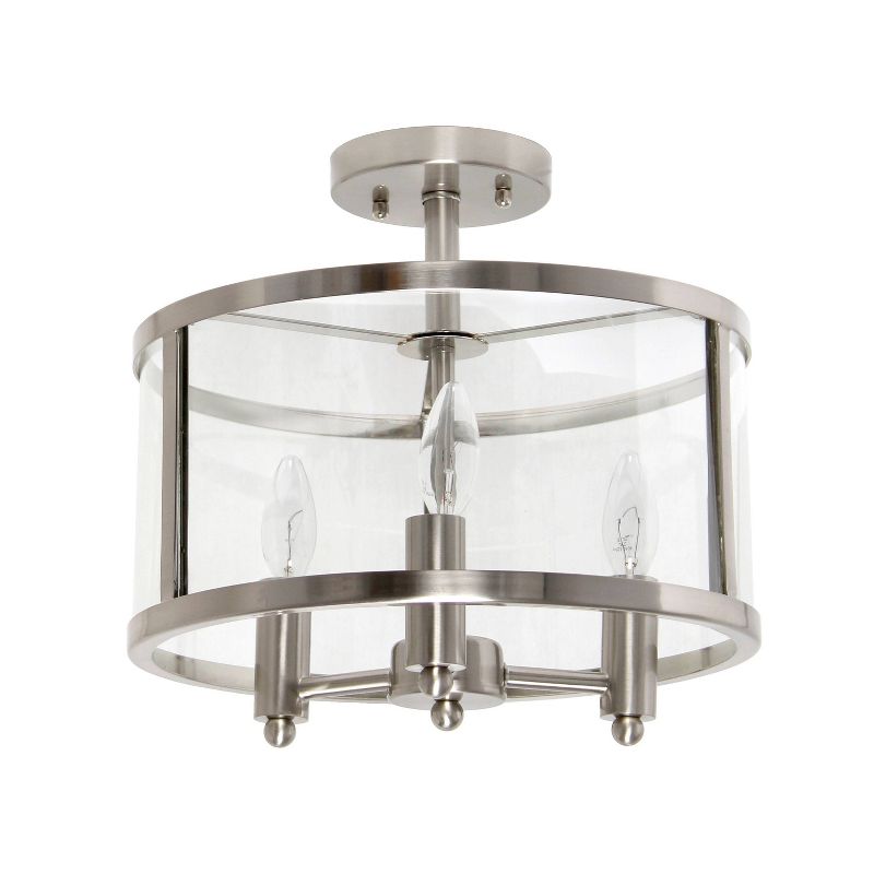 3-Light 13" Industrial Farmhouse Glass/Metallic Accented Semi-flushmount Ceiling Light - Lalia Home, 1 of 12