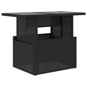 vidaXL Garden Table Black Poly Rattan, Tempered Glass, Powder-Coated Steel - 1 of 4