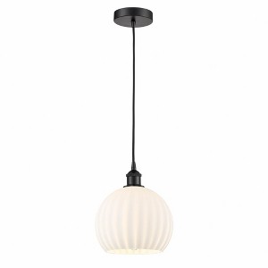 White Venetian - 1 Light Cord Hung Mini Pendant In Modern Style-11.75 Inches Tall and 10 Inches Wide - 1 of 1