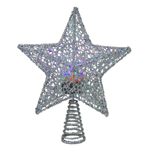 Silver Snowflake Christmas Tree Topper with LED Projected Stars