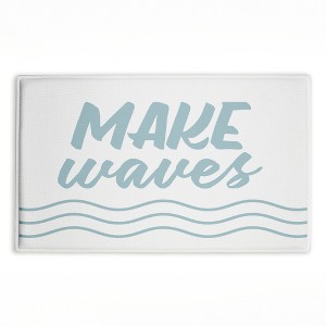 Stupell Industries Make Waves Aqua Blue Printed Plush Bathroom Floor Mat, design by Lettered and Lined - 1 of 4