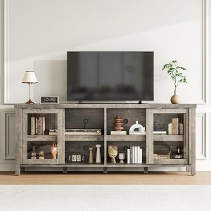 TV Stand for 65 Inch, Entertainment Center with Storage Cabinet and 4 Sliding Glass Doors, Modern Media TV Console Table for Living Room, Bedroom - 1 of 4