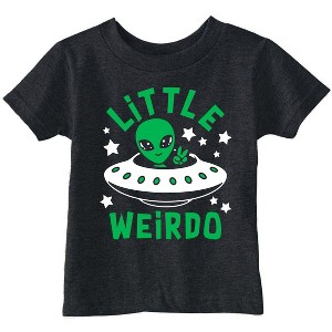 Toddler Funny T Shirts Little Weirdo Sarcastic Alien UFO Graphic Novelty Tee For Young Kids - Crazy Dog Toddler T Shirt For Astronauts - 1 of 4