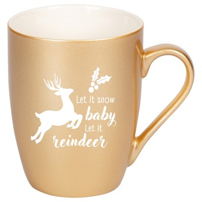 Elanze Designs Let It Snow Baby Let It Reindeer Vegas Gold 10 ounce New Bone China Coffee Cup Mug
