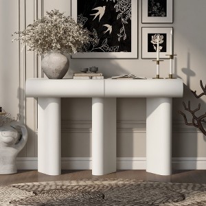 Modern Console Table for Entryway White Entry Way Tables with Drawers Narrow Sofa Tables Behind The Couch - 1 of 4