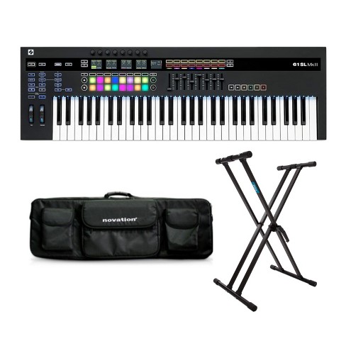 Novation 61SL MkIII MIDI Controller Bundle with Black Shoulder Bag & Knox  Stand