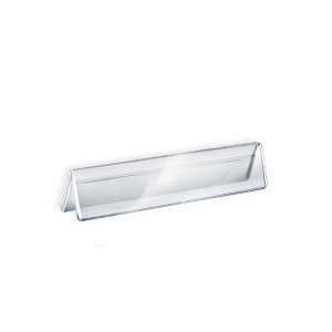 Azar Displays Two Sided Tent Style Clear Acrylic Sign Holder and Nameplate, Size: 11" W x 2" H on each side, 10-Pack - 1 of 3