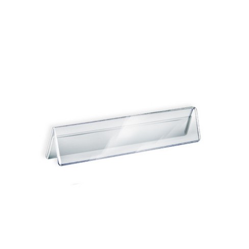 Azar Displays Two Sided Tent Style Clear Acrylic Sign Holder and Nameplate, Size: 11" W x 2" H on each side, 10-Pack - image 1 of 3