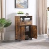 GlasFlength Decorative Storage Cabinets Modern Accent Storage Cabinet with 2 Doors Free standing Cabinet for Living Room, Brown, 23.6"*11.8"*42.5" - 4 of 4