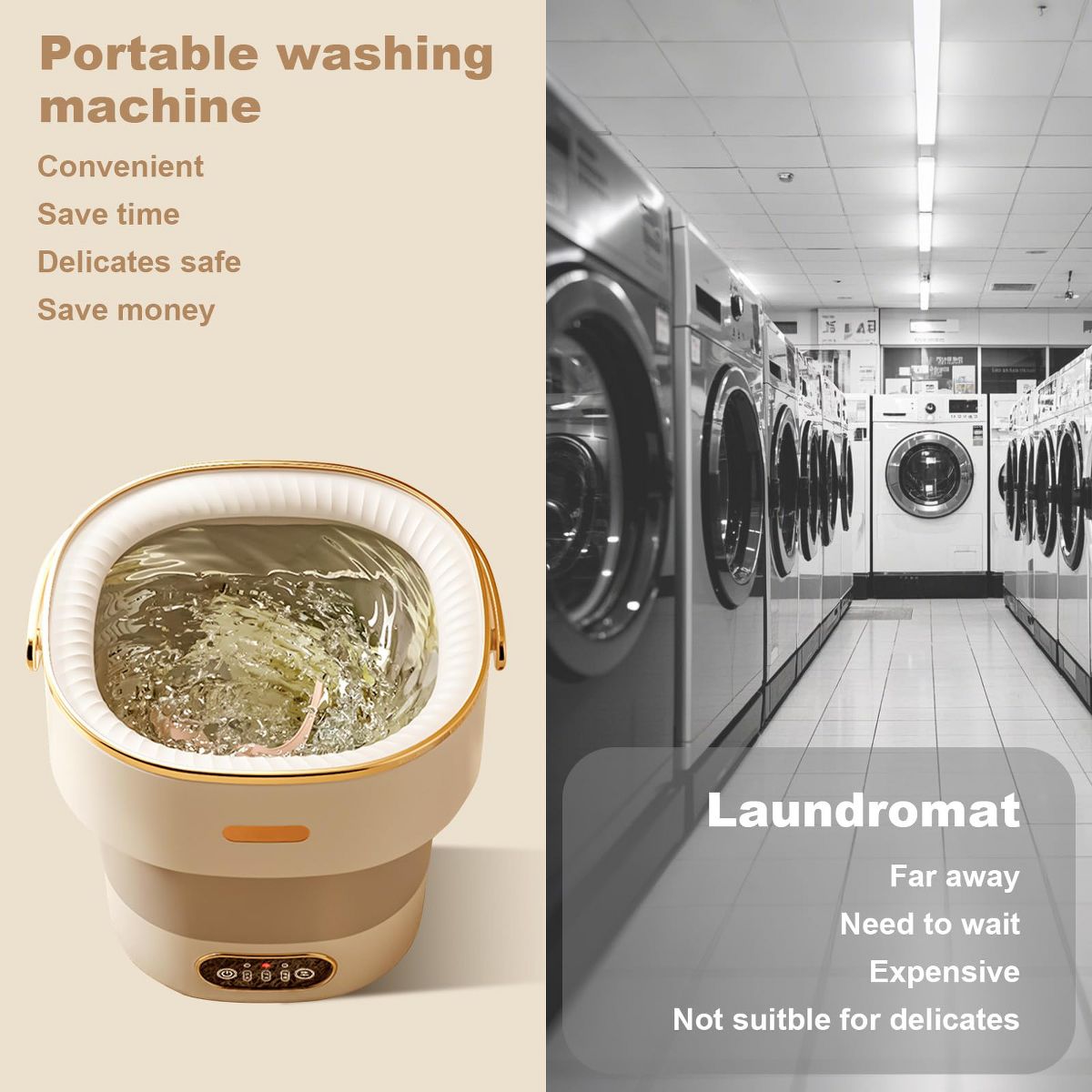 Portable Mini Washing Machine, Foldable 13L Mini Washer Spin Dryer with Basket Spin 3 Cleaning Modes Compact Design for Small Clothes - thumbnail 5