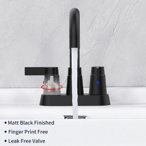 Two-Handle Bathroom Sink Faucet with High-Arc Rotating Spout, 4-Inch Centerset Vanity Faucet. - 1 of 3