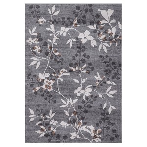 Washable Floral Leaf Print Area Rug for Living Room Bedroom, Large Non Slip Floor Carpet for Kitchen Dining Room - 1 of 4