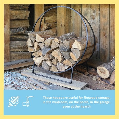 Black Powder-Coated Iron 36" Hoop Firewood Rack