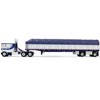 Peterbilt 352 COE 110" Sleeper and 53’ Wilson Flatbed with Wagon White with Blue Stripes 1/64 Diecast Model by DCP/First Gear - 3 of 4