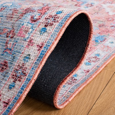 Serapi Rust and Blue Square Hand-Knotted Washable Rug