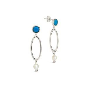 SHINE by Sterling Forever Ula Turquoise & Pearl Drop Stud Earrings - 1 of 3