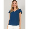 INSPIRE CHIC Women's Chiffon Elegant V Neck Cap Sleeve Work Summer Blouse - 2 of 4