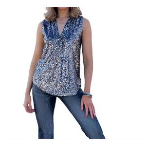 Women's SLEEVELESS SEQUIN TOP - Hannah & Gracie - 1 of 1