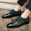 Santimon Men's Classic Modern Formal Oxford Wingtip Lace Up Two-Tone Perforated Brogues Dress Shoes Green - 3 of 4