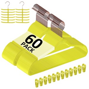 VECELO 30/50/60/100 pk Velvet Clothes Hangers Non Slip & Space-Saving Clothes Hangers with Finger Clips & Tie Rack 9 Color - 1 of 4