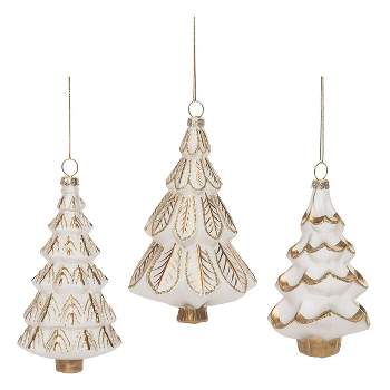 Transpac Glass 5.875 in. Gold Christmas Accent Tree Ornament Set of 3
