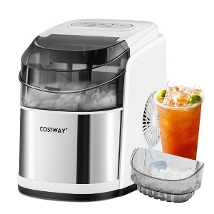Costway Countertop Ice Maker 26.5lbs/Day Self-Cleaning Machine w/ Flip lid White\Black\Red - 1 of 4